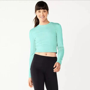 NWT Tek Gear Women's Ruffle Cutout Crop Tee Size XL Shy Green